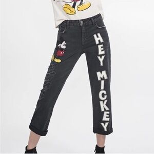 {Alice + Olivia} Hey Mickey Disney Embroidered Boyfriend Jeans, Size 24
